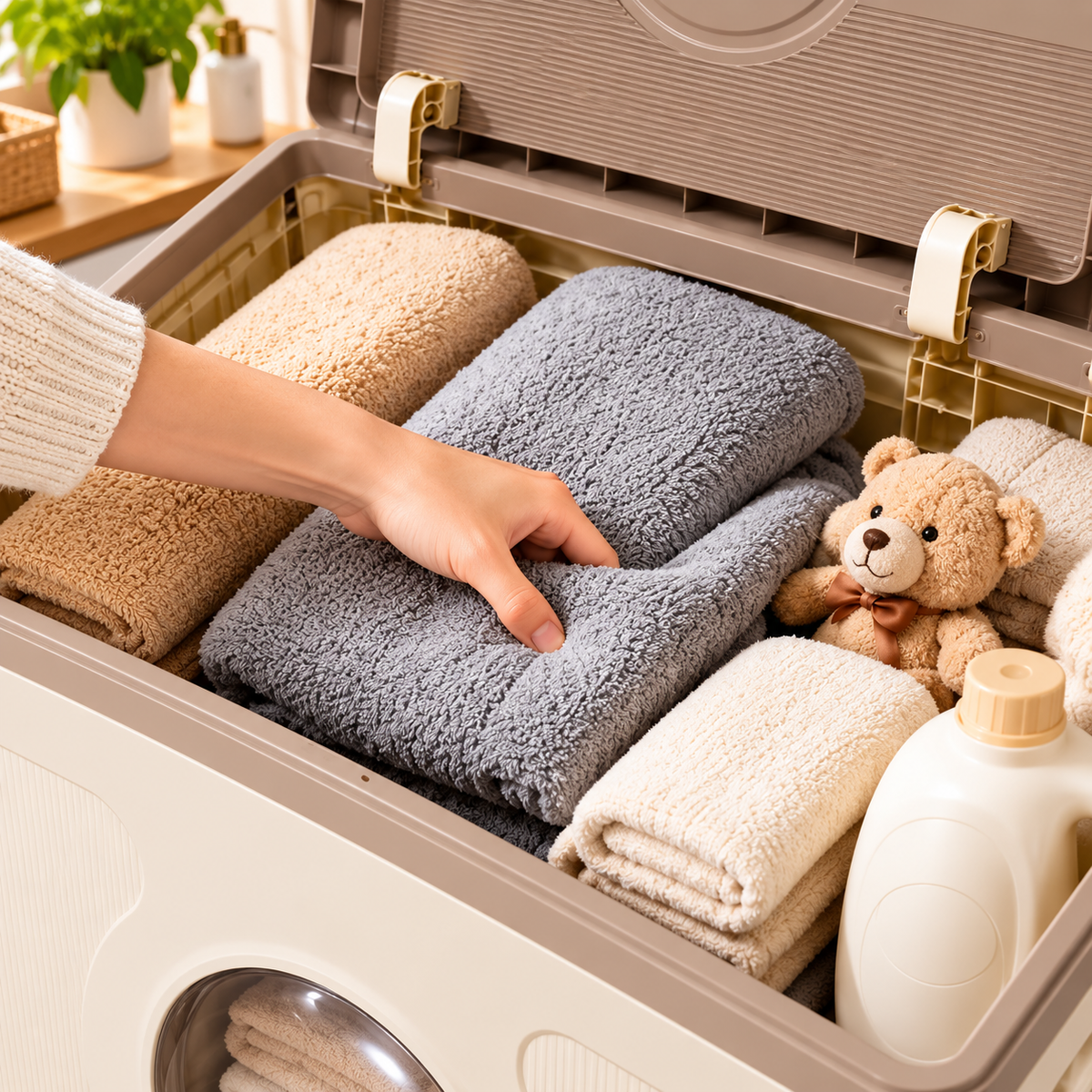 Large Capacity Laundry Storage Box, Foldable Laundry Organizer with Wheels, Smart Rolling Storage Box