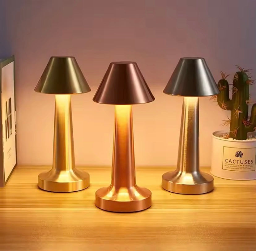 Rechargeable Touch Metal Table Lamp, 3 Colors Creative Ambient Lights, Room Decor LED Night Light