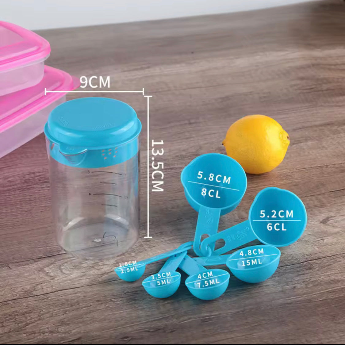 Mini Measuring Cup Set With Spoons, Plastic Mini Jar For Measuring, Portable Baking Measuring Cup With Spoons