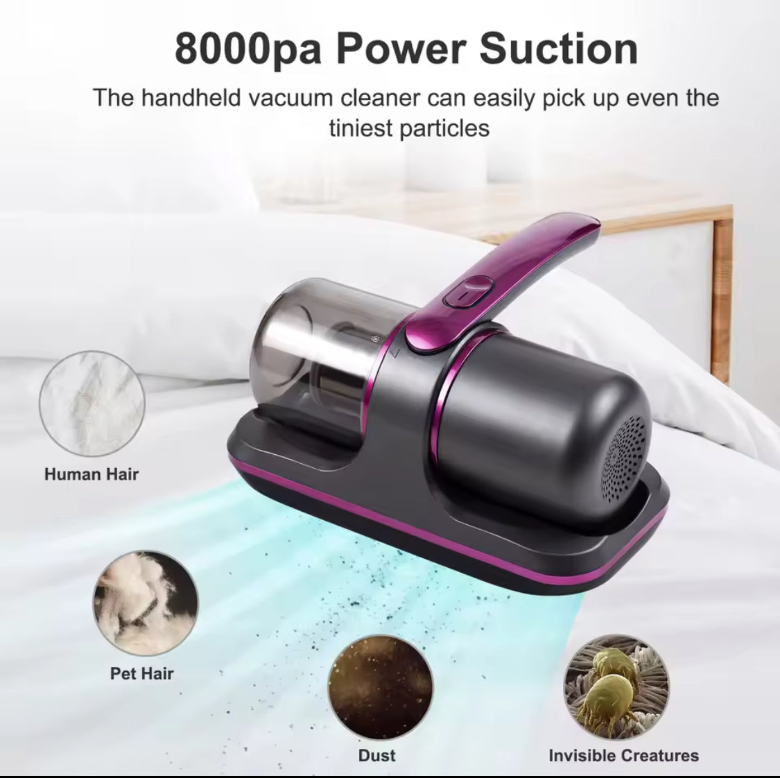 1pc Household Vacuum Cleaner, Deep Clean Ray, Dust & Mite Eliminator, UV Deep Cleaner Machine