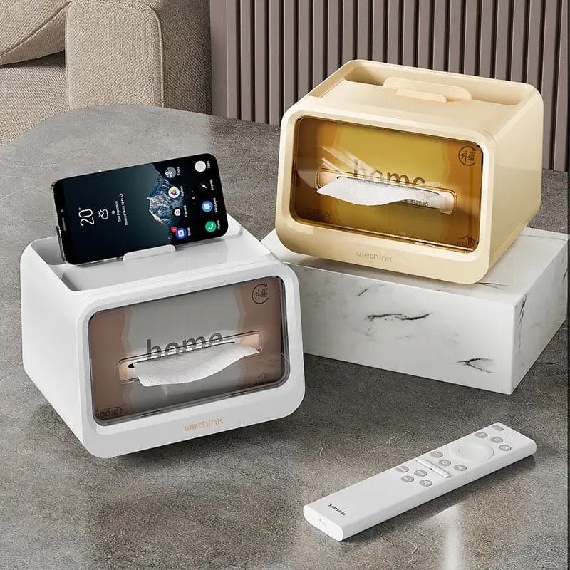 Home Tissue Box, Multifunctional Storage Tissue Box, Modern Style Handkerchief Box, Tissue Paper Dispenser, Storage Napkin Case Organizer, Wet Wipes Decoration Box, Tissue Box Holder with Stationery Remote Control Box, Multipurpose Scarves Box