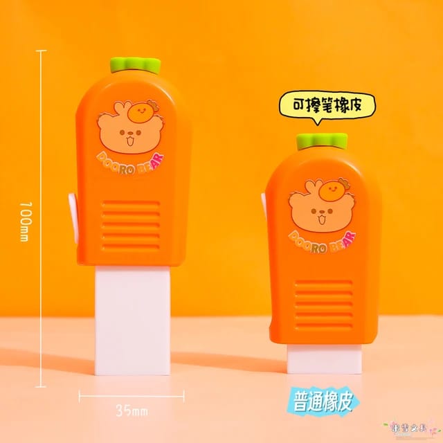 Cute Carrot Eraser, Telescopic Storage Rubber Cute Eraser, Rubber Eraser, School Office Supply, Stationery Eraser, Fruit Pencil Eraser, Student Gift