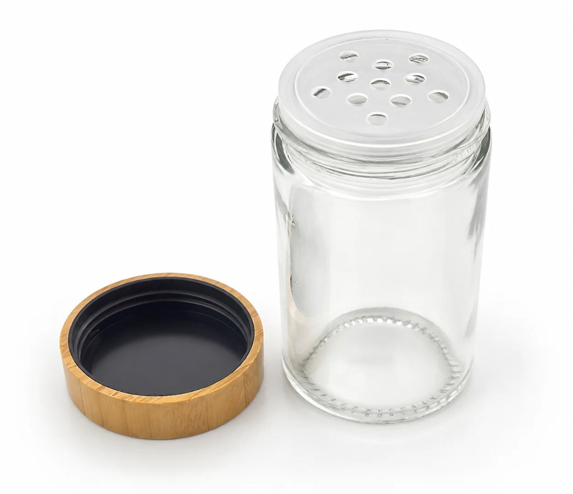 Hexagonal Bamboo Spice Rack With 8 Jars, Bamboo Spice Organizer, Wooden Masala Box with Glass Jars