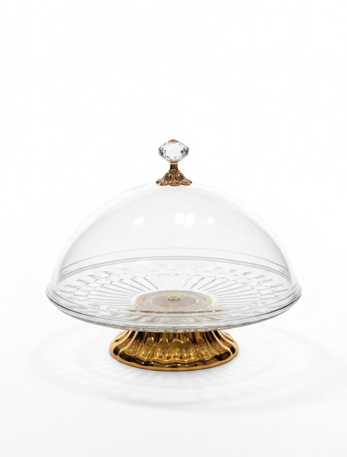 360° Rotating Acrylic Cake Dish With Stand, Transparent Serving Dish, Luxury Acrylic Cake Dome