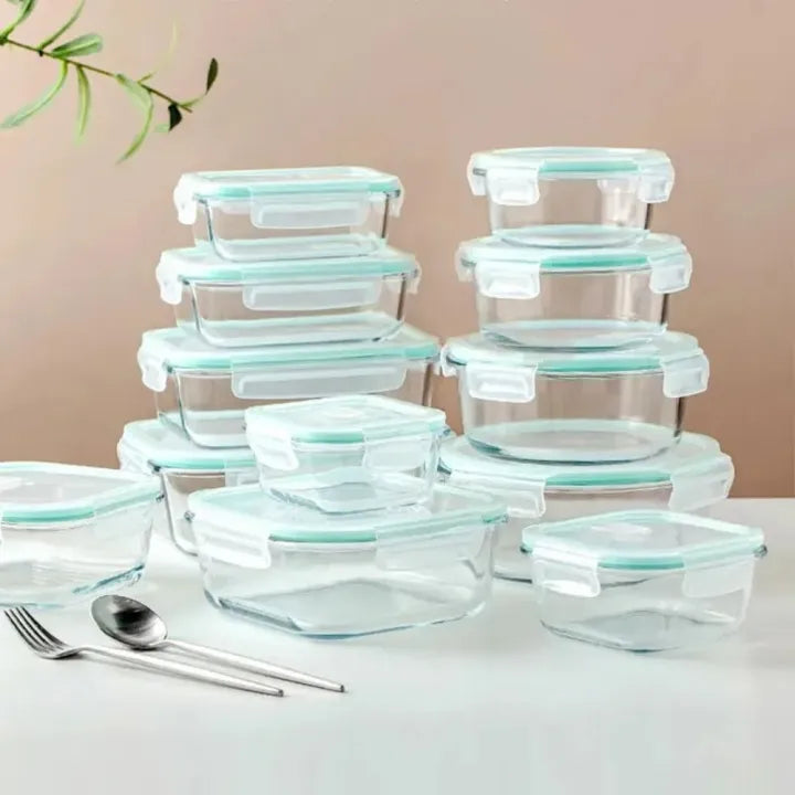 3pcs Glass Food Storage Containers with Lids, Meal Prep Containers, Airtight Bento Boxes with Leak Proof Lock