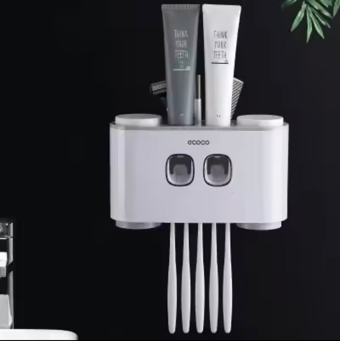 Wall Mounted Toothbrush Holder And Toothpaste Dispenser, Toothpaste Squeezer, Hands Free Toothpaste Dispenser, Toothbrush Holder, Bathroom Organizer