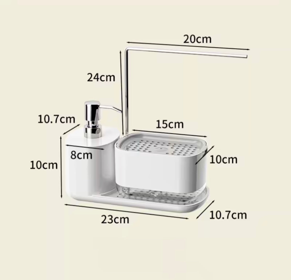 Manual Soap Dispenser With Sponge Holder, Kitchen Countertop Soap Dispenser Rack, Daily Wash Kitchen Caddy