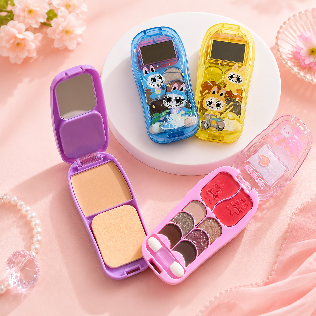 Cute Flip Phone Makeup Kit, Mini Makeup Phone Palette, Glam Phone Beauty Kit, Sparkle Phone Beauty Kit