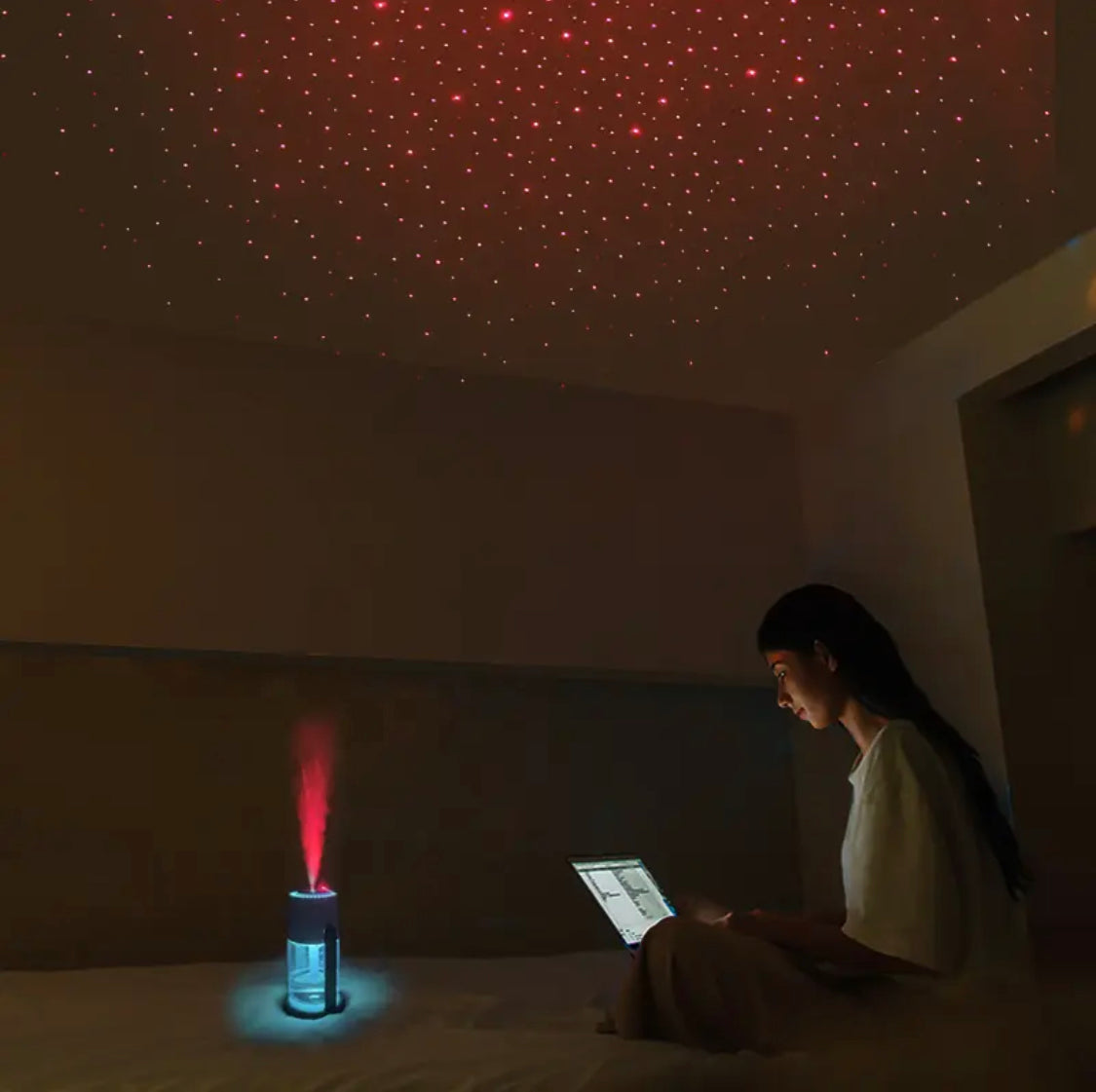 Mini Air Humidifier with Starry Sky Lights, Creative Head with Color Luminescence Humidifier, Night Light Lamp Humidifier
