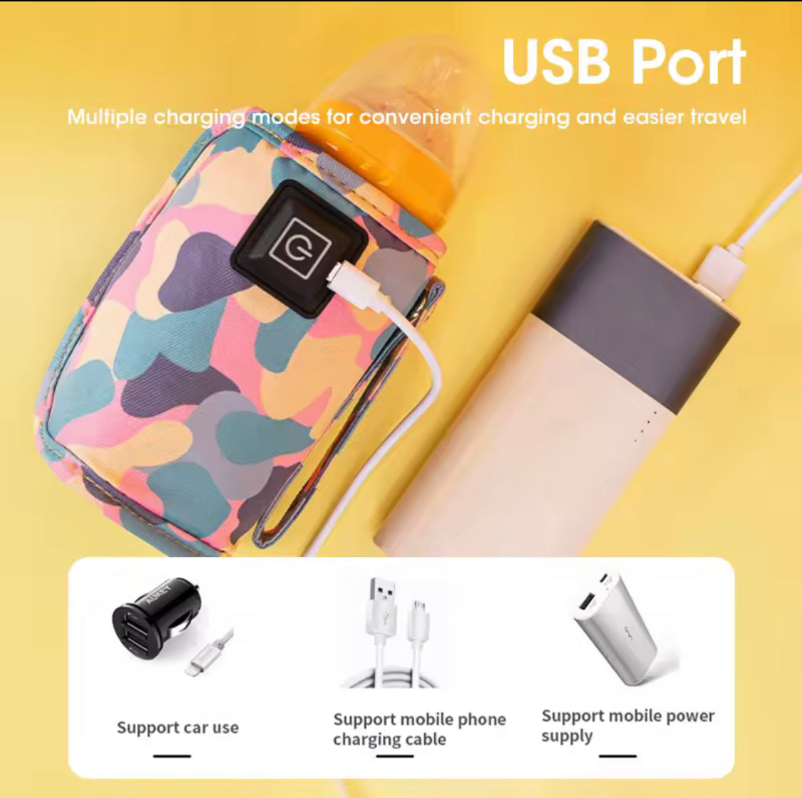 USB Operated Baby Bottle Warmer, Baby Milk Bag Heater, Insulated Baby Feeder Warmer