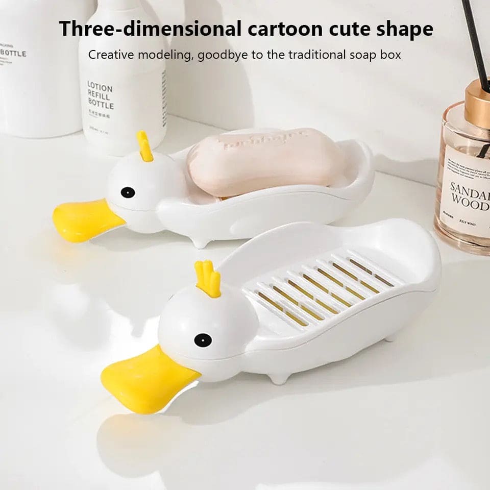 Crown Duck Soap Dish, Cute Duck Soap Dish With Drain, Double Wall Soap Box, Separatable Cartoon Soap Box, Bathroom Kitchen Sink Countertop Soap Box