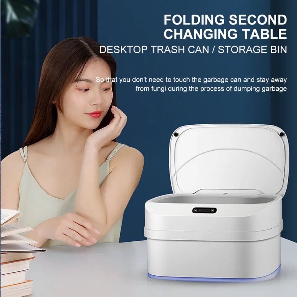 Smart Trash Can With Lid, Touchless Automatic Motion Sensor Trash Bin, Foldable Mini Trash Can, Collapsible Trash Bin, Creative Household Bathroom Garbage Storage Box, Waste Bin Garbage Can