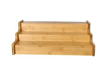 3 Step Bamboo Spice Rack Organizer, Wooden Salad Bar Organizer, Countertop Bamboo Display Stand for Kitchen, Multi Purpose Bamboo Countertop Spices Organizer, Kitchen Gadgets