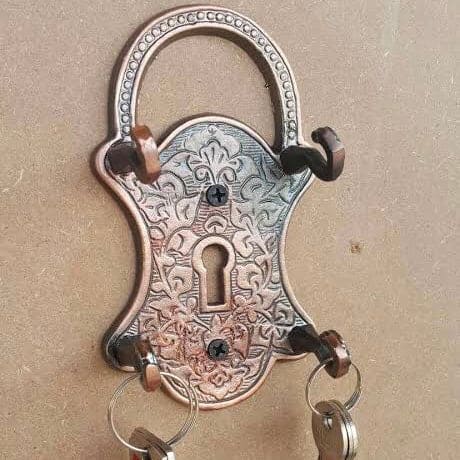 Antique Lock Key Holder, Wall Decorative Key Organizer, Metallic Antique Design Wall Mounted Key Holder, Wall Mount Key Holder For Home Decoration