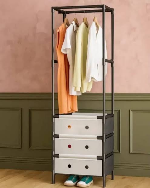 Multifunctional Metal Standing Coat Rack, Multi Layer Shoe Storage Rack, Living Room Organizer Shelf