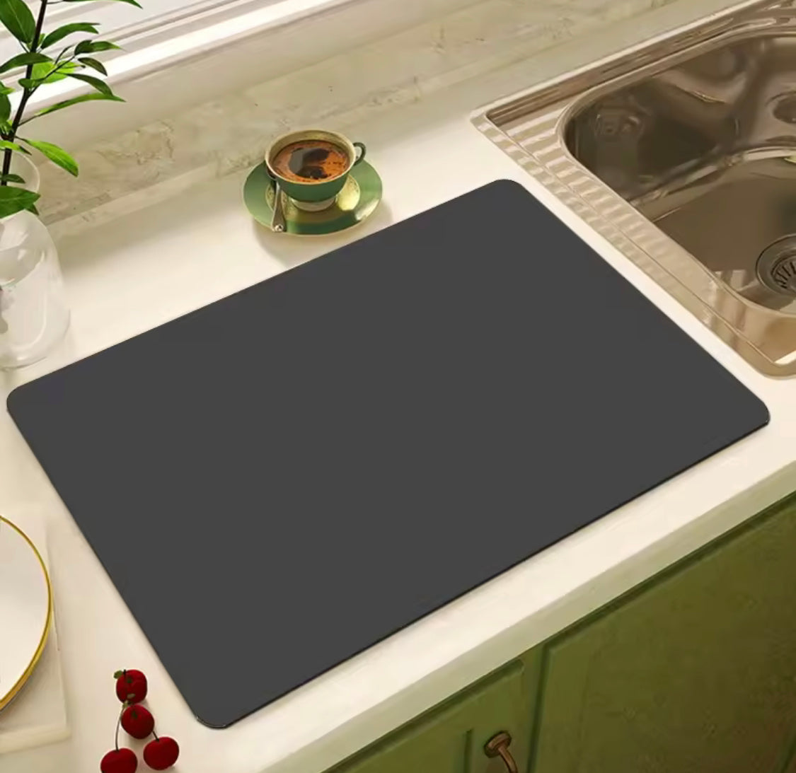 Kitchen Absorbent Tableware Drainage Mat, Waterproof Kitchen Countertop Drying Mat, Non Slip Waterproof Dish Drying Rack