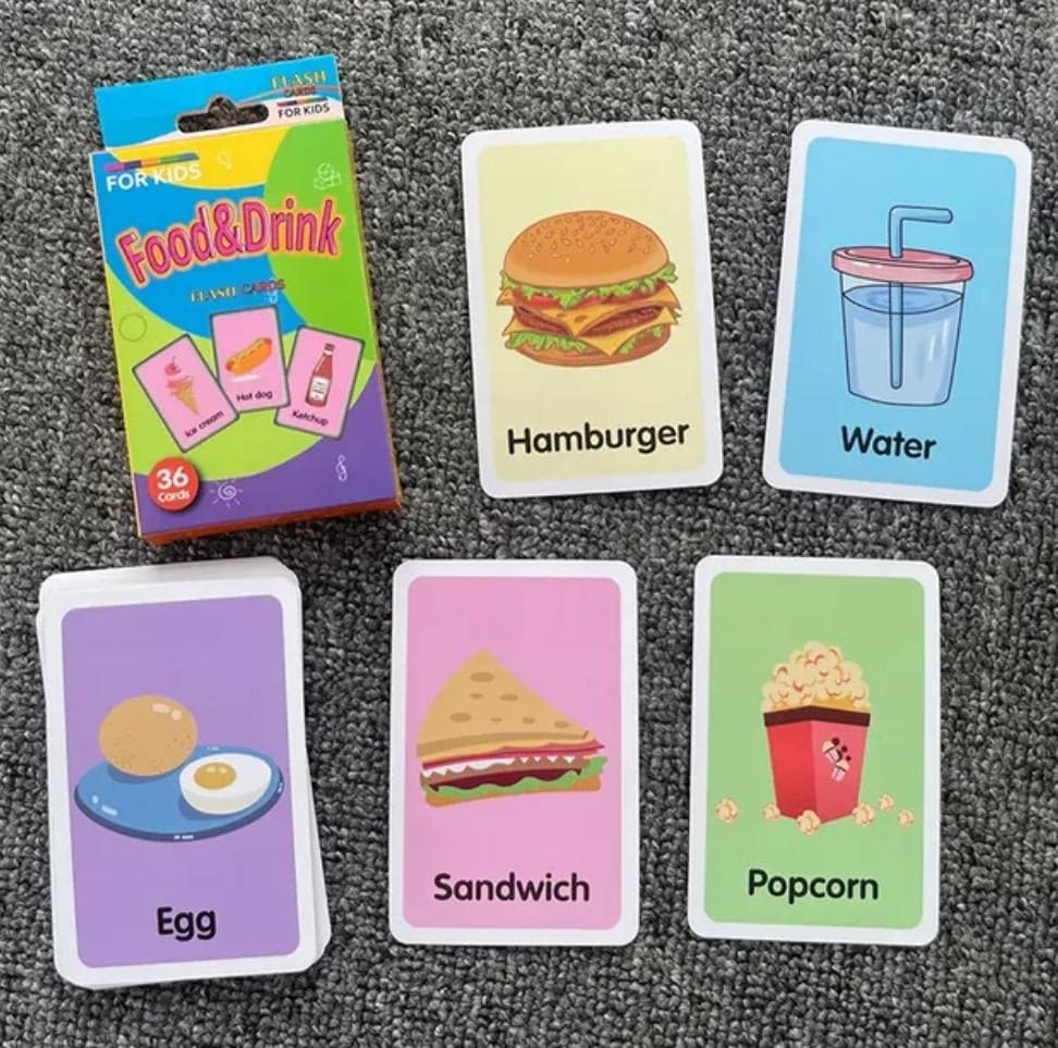 English Word Learning Flash Card For Kids, Visual Stimulation Cards for Toddlers, Cartoon Flashcards for Newborn Babies Kids, Fun Learning and Educational Kids Cards, Memory Training Learning Cards, Montessori Baby Learning Cards