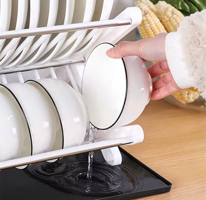 Foldable Dish Drying Rack, Heavy Duty Countertop Dish Drainer, Large Capacity Kitchen Dish Drying Rack, Space Saving Storage Rack Organizer
