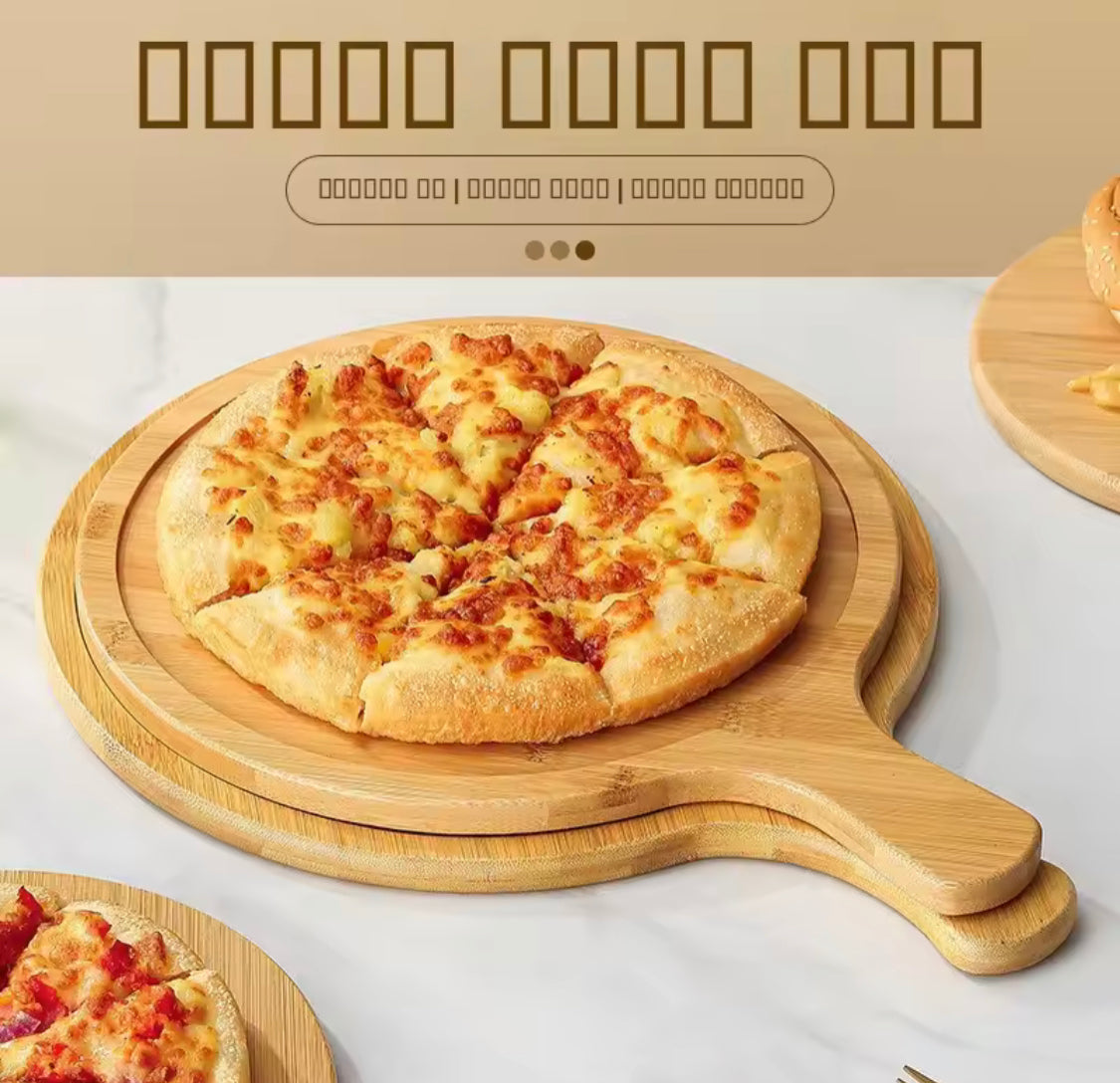 Wooden Pizza Paddle Serving Board, Eco Friendly Wood Serving Plate, Multipurpose Food Snack Steak Bread Tray, Decorative Kitchen Dining Table Dish, Kitchen Tools Accessories
