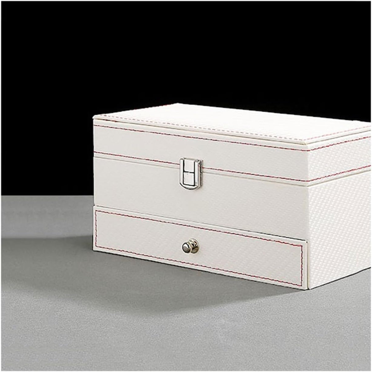 2 Tier Watch and Jewelry Storage Box, Luxury Watch Case with Jewelry Drawer, Jewelry Box with Watch Holders, Multi Compartment Watch and Accessories Organizer