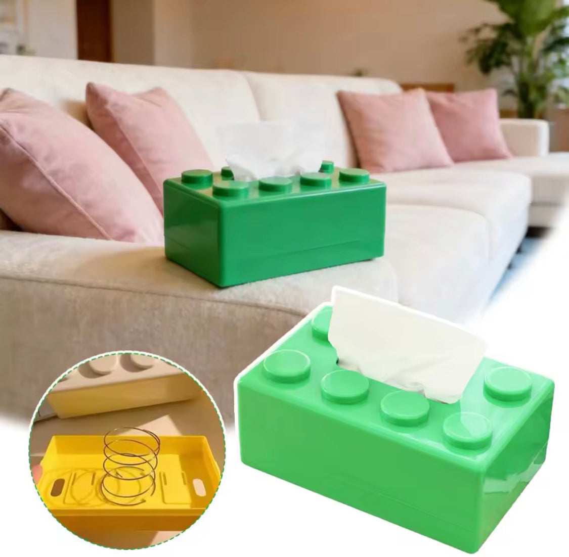 Building Block Style Decorative Tissue Box, Wall Mounted Punch Free Napkin Holder, Napkins Paper Storage Box