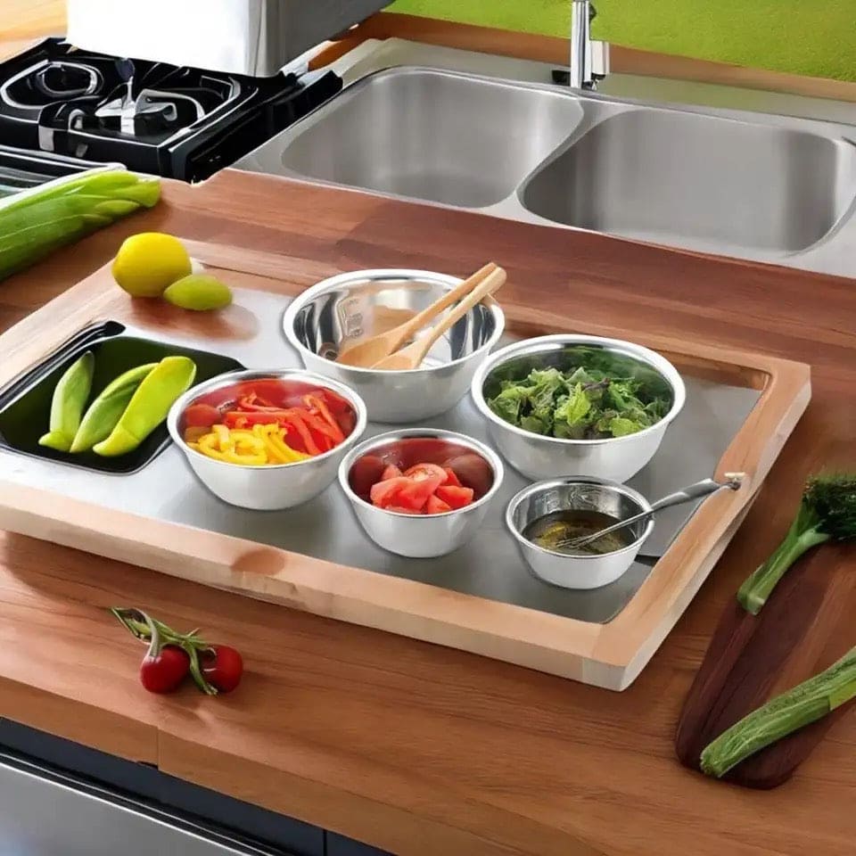 Set Of 5 Metal Mixing Bowls, Non Slip Nesting Whisking Bowls Set, Mixing Bowls For Salad Cooking Baking Food Container, Stackable Portable Cooking Nesting Storage Bowls For Home Kitchen Outdoor Camping, Rust-proof Food Storage Prep Bowl