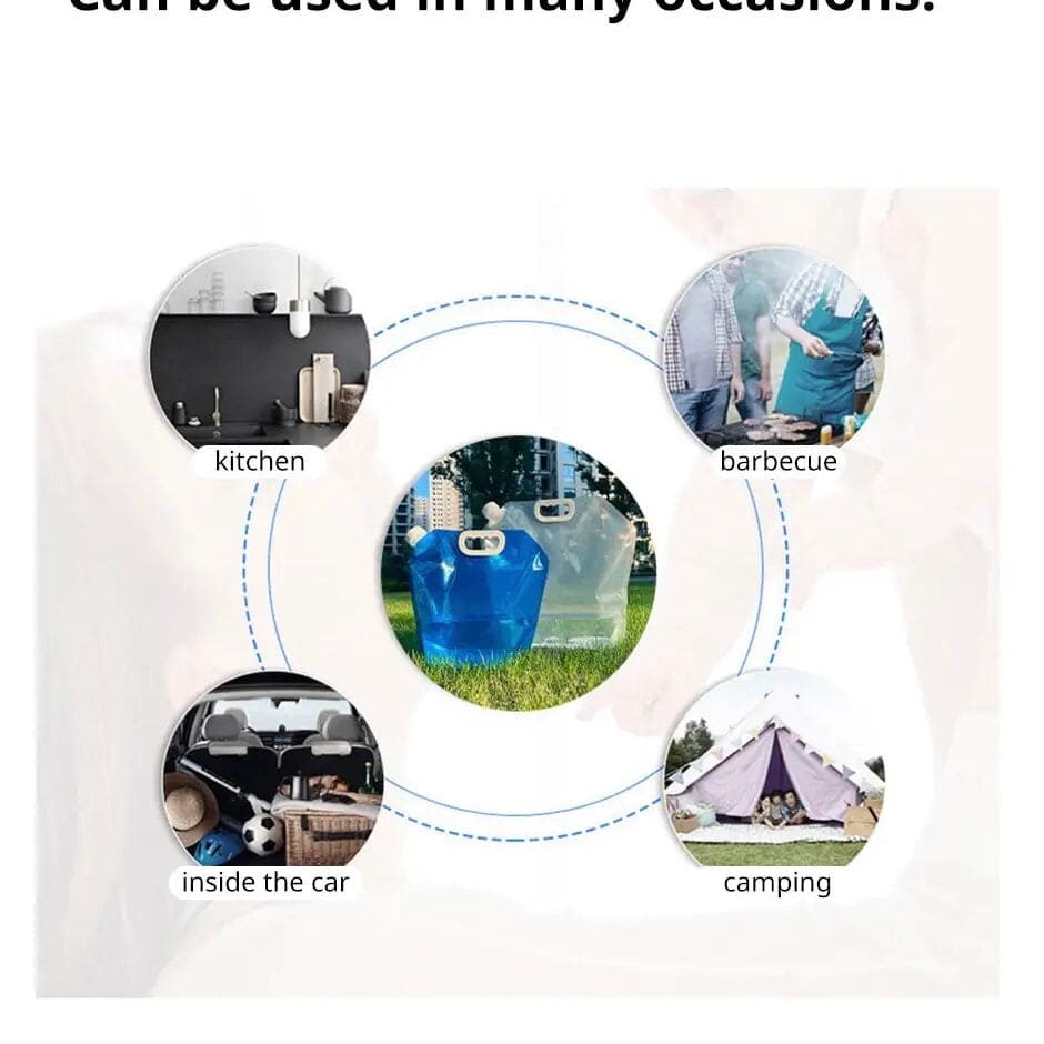 10L Water Pouch, Foldable Water Tank, Portable Outdoor Water Bag, Collapsible Water Bucket, Plastic Water Carrier, Camping Folding Canister, Car Water Container, Multipurpose Liquid Storage Container