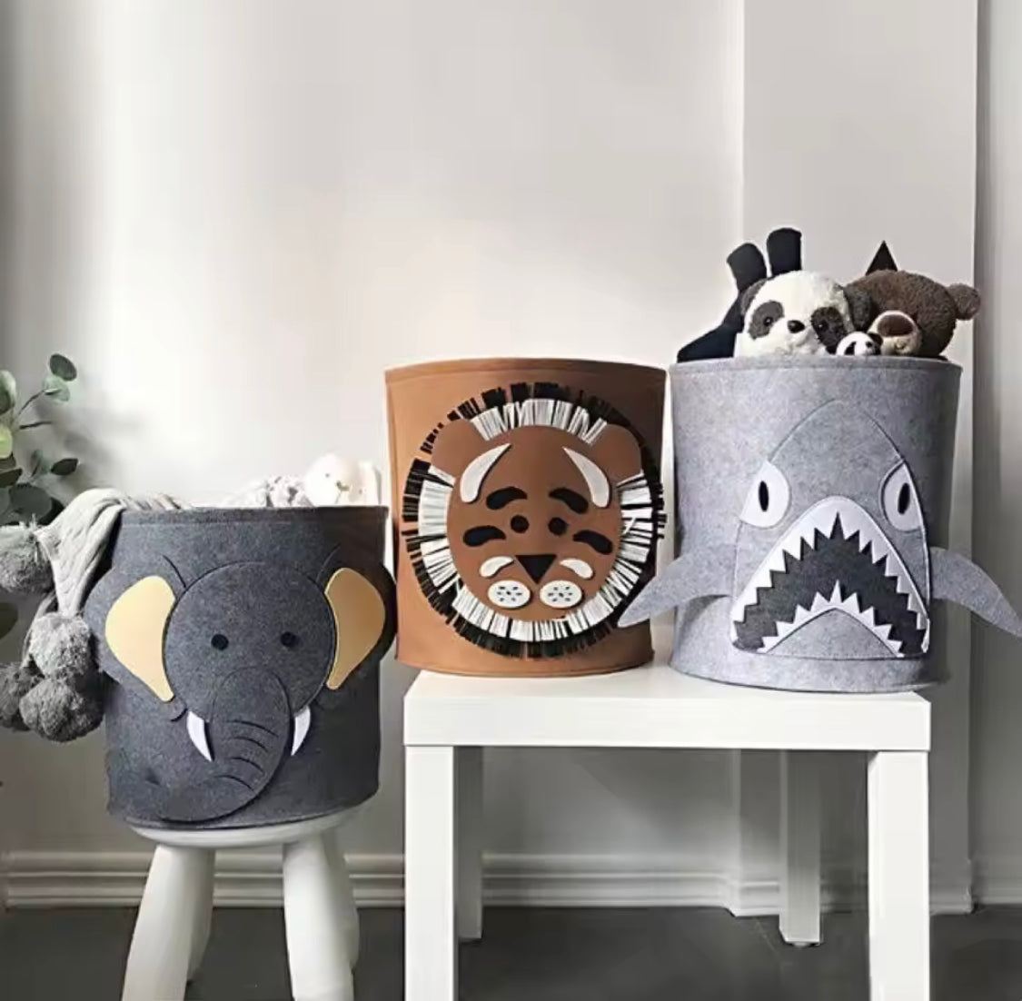 Cute Animal Character Baby Toy Storage Bucket, Dirty Clothes Hamper, Kids Cabinet Wardrobe Storage Organizer, Non Woven Laundry Basket
