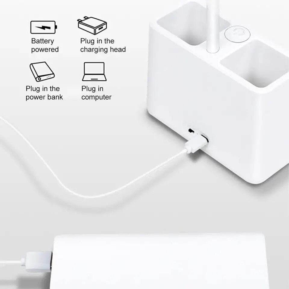 LED Table Lamp With Pen Holder, Long Bright Learning Light, Touch Control Night Light, Rechargeable Study Lamp, 3 Modes Dimming Bedside Light, Adjustable Gooseneck Reading Lamp