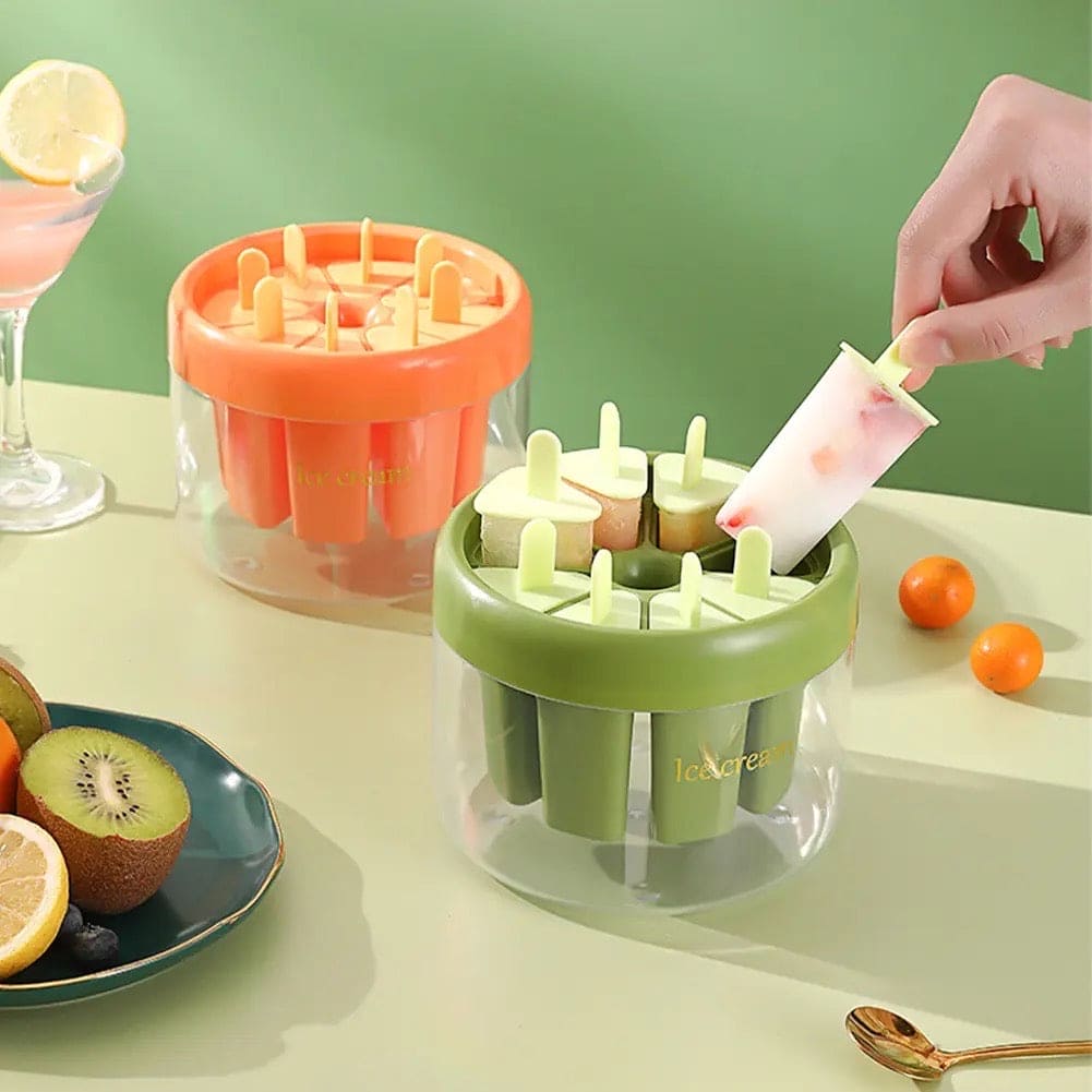 8 Cell Ice Cream Molds, Handmade Dessert Popsicle Mold for Freezer, Reusable Ice Pop Maker Mold, Home Made Ice Lolly Popsicle Molds, Juice Popsicle Maker, Easy Release Popsicle Maker With Stick, Kitchen Mini Popsicle Mold for Kids