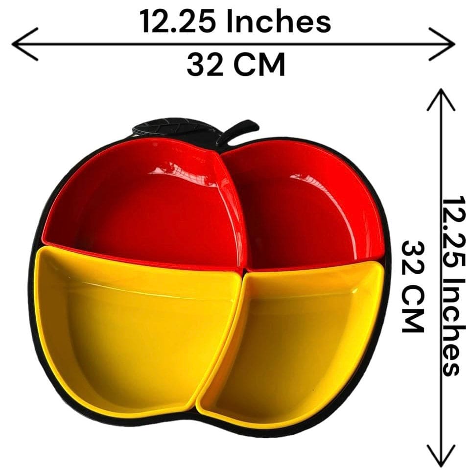 Apple Shaped Iftar Tray, 4 Compartment Food Plate, Sasuke Food Divided Serving Plate