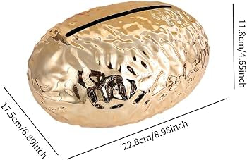 Egg Shape Hammered Tissue Holder, Luxury Pebble Texture Tissue Box, Elegant Metallic Tabletop Tissue Holder