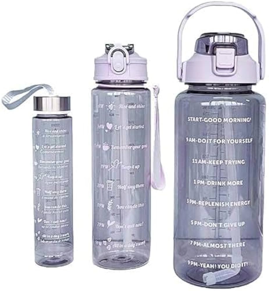 Pack Of 3 Transparent Motivational Water Bottle, Large Capacity Water Bottle, Sports Water Bottle, Transparent Refillable Leakproof Water Bottle