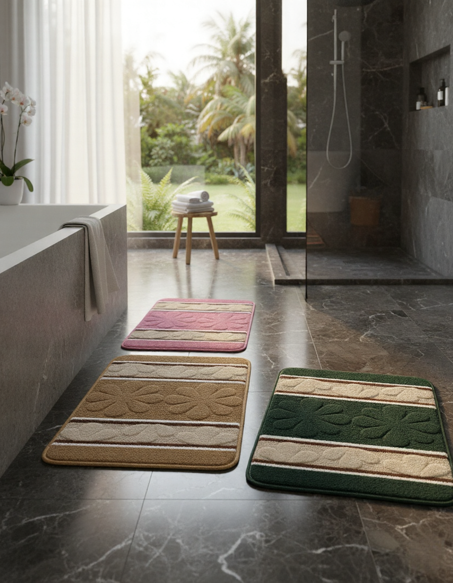 Luxury Anti Slip Bath Mat, Absorbent Microfiber Bath Mats, Non Slip Spa Quality Bath Mats