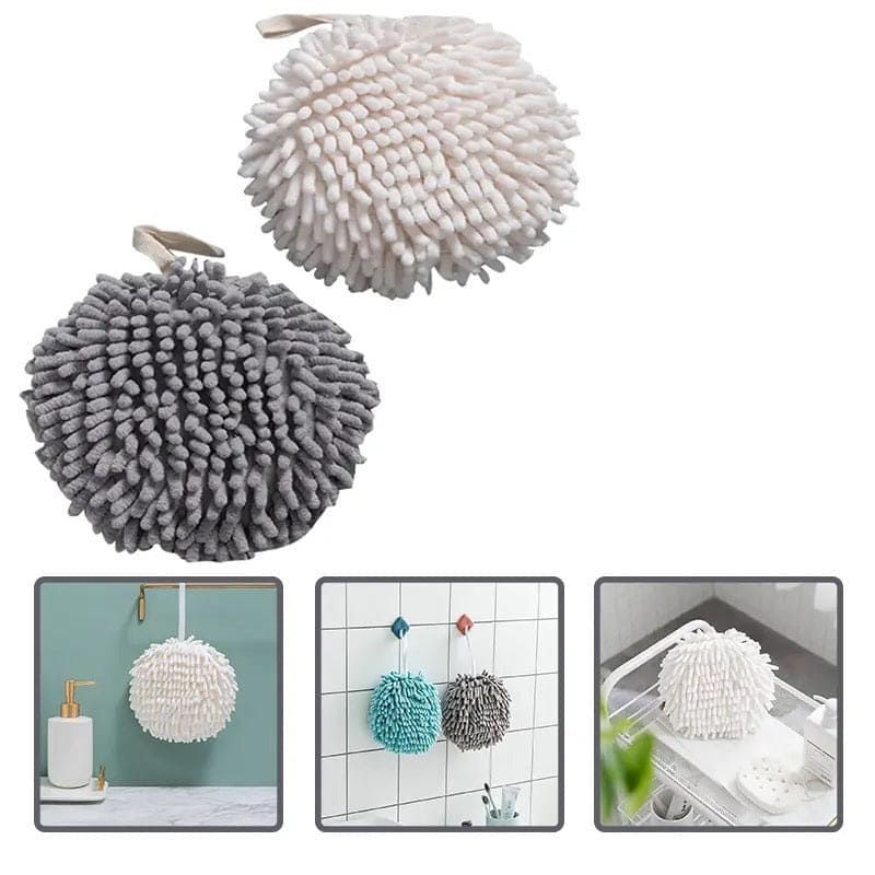 Microfiber Hand Ball Towel, Pompom Hand Towel, Hanging Hand Wipes, Kitchen Bathroom Hand Towel Ball with Hanging Loops, Quick Dry Soft Absorbent Fluffy Towel, Soft Absorbent Hand Drying Towel, Creative Hand Wipe Ball