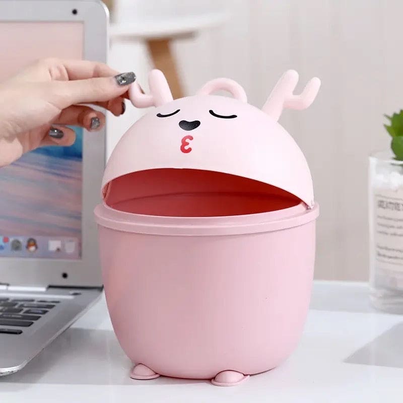 Cartoon Flip-top Trash Can, Mini Cute Desktop Trash Can, Paper Storage Basket Box with, Home Office Bathroom Trash Can, Waste Paper Trash Storage Bin, Garbage Storage Basket, Small Plastic Bin With Lid