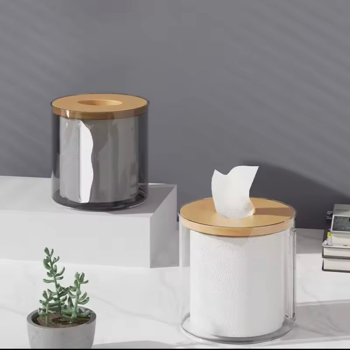 Desktop Tissue Organizer With Wooden Lid, Toilet Paper Holder, Tissue Paper Dispenser, Toilet Paper Napkin Holder