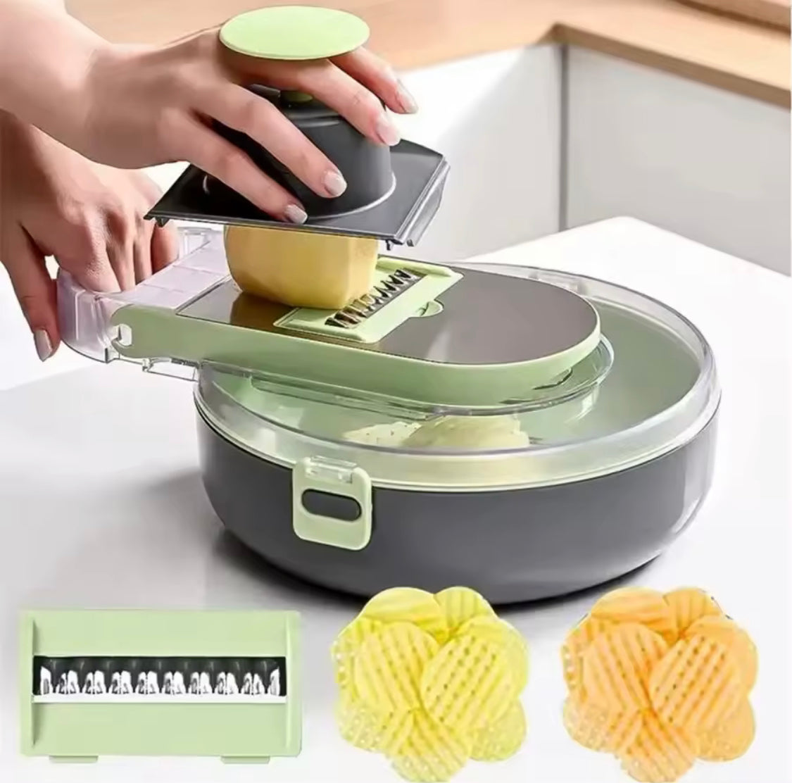 14 In 1 Vegetable Chopper, Draining Vegetable Cutter With Stainless Steel Blades, Manual Hand Food Chopper, Kitchen Gadget