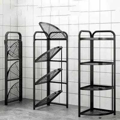 Tripod Folding Trolley Rack, Kitchen Bathroom Corner Storage Shelf, Home Snack Vegetables Storage Rack, Multifunctional Extension Parallel Trolley