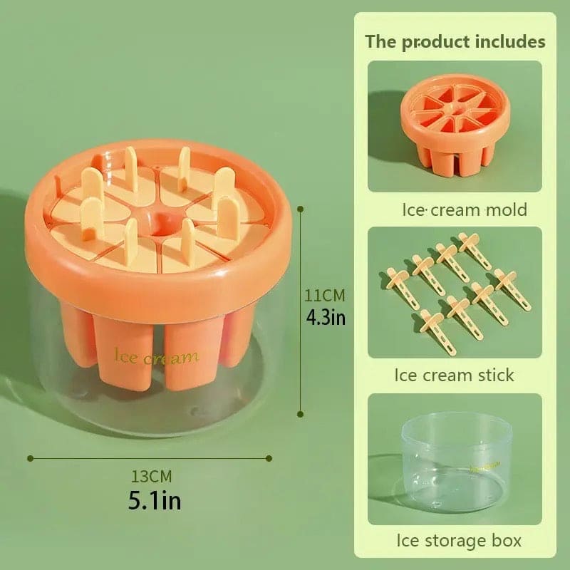 8 Cell Ice Cream Molds, Handmade Dessert Popsicle Mold for Freezer, Reusable Ice Pop Maker Mold, Home Made Ice Lolly Popsicle Molds, Juice Popsicle Maker, Easy Release Popsicle Maker With Stick, Kitchen Mini Popsicle Mold for Kids