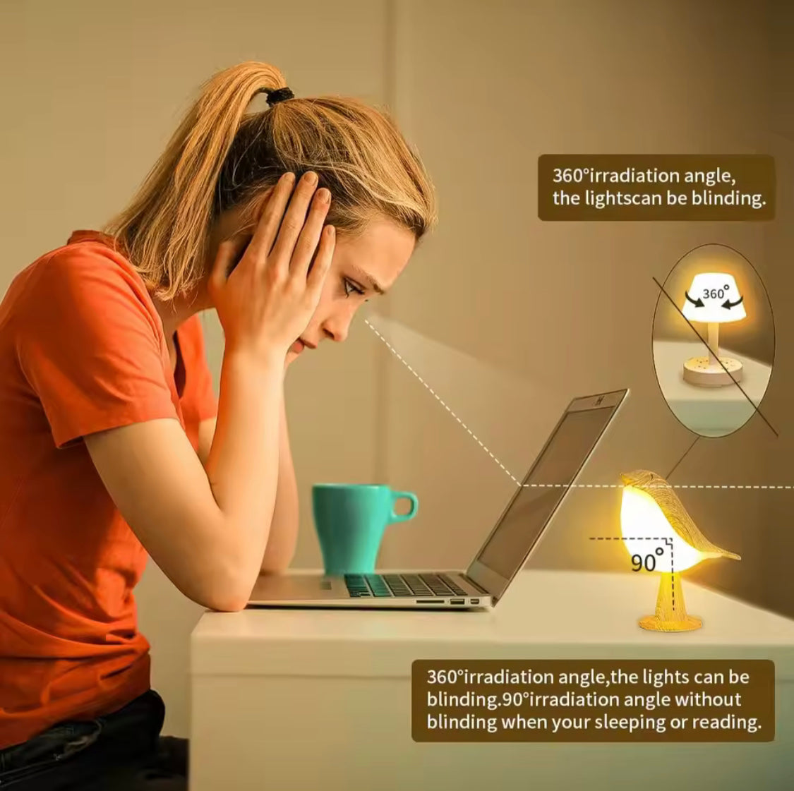 Touch LED Bird Lamp, Bird Glow Night Lamp, Wooden Bird LED Lamp, Small LED Touch Desktop Lamp