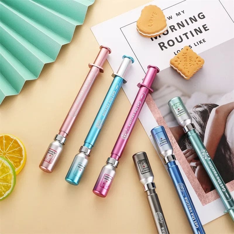 Luminous Vaccine Gel Pen, Doctor Nurse Pen, Syringe Neutral Pens, Syringe Modeling Gel Pen, Student Stationery Pen, School Office Supplies Gel Pen, Creative Syringe Shape Gel Pen