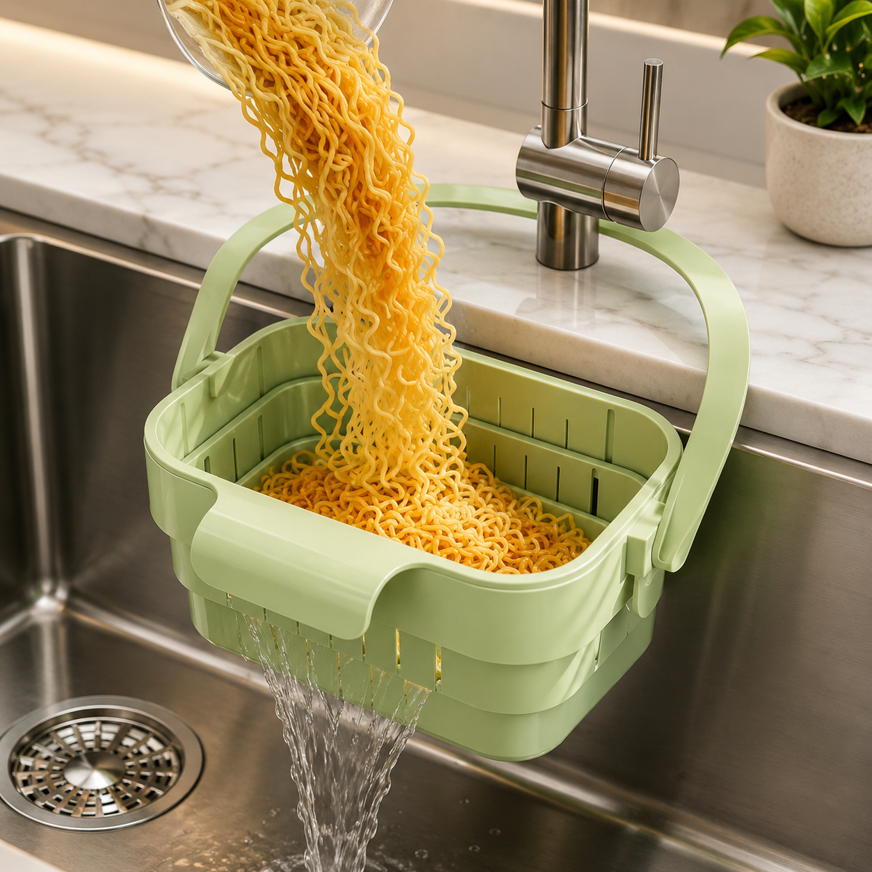 Multipurpose Folding Drain Colander, Space Saving Sink Drain Basket, Adjustable Sink Drain Filter Basket, Foldable Fruit And Vegetable Washing Basket