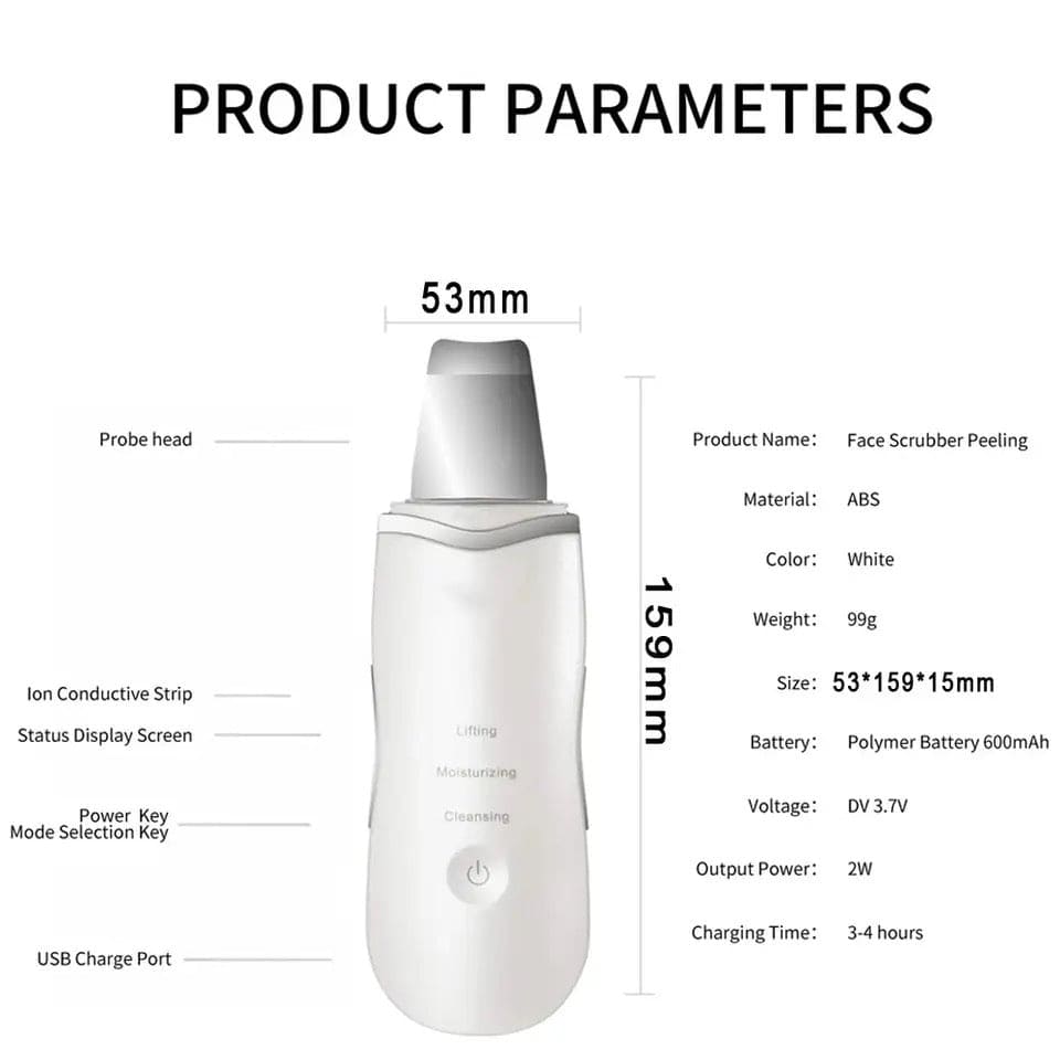 Shovel Skin Scrubber, Deep Vibrate Facial Cleaner, Ultrasonic Face Spatula, Peeling Blackhead Remover Facial Massager, Facial Skin Ultrasonic Scrubber, Cavitation Vibration Peeling Massager, Acne Blackhead Remover, Deep Clean Beauty Instrument Device