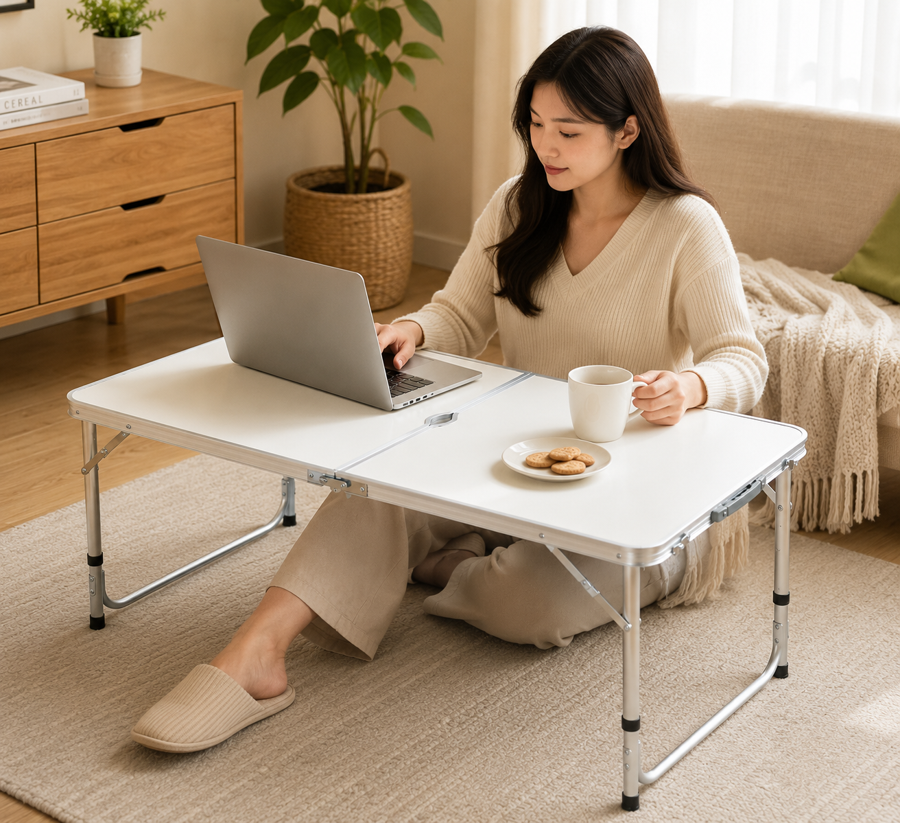 Adjustable Aluminum Folding Table, Lightweight Foldable Work Desk, Portable Indoor & Outdoor Utility Table, Foldable Picnic And Camping Table, Space Saving Folding Table