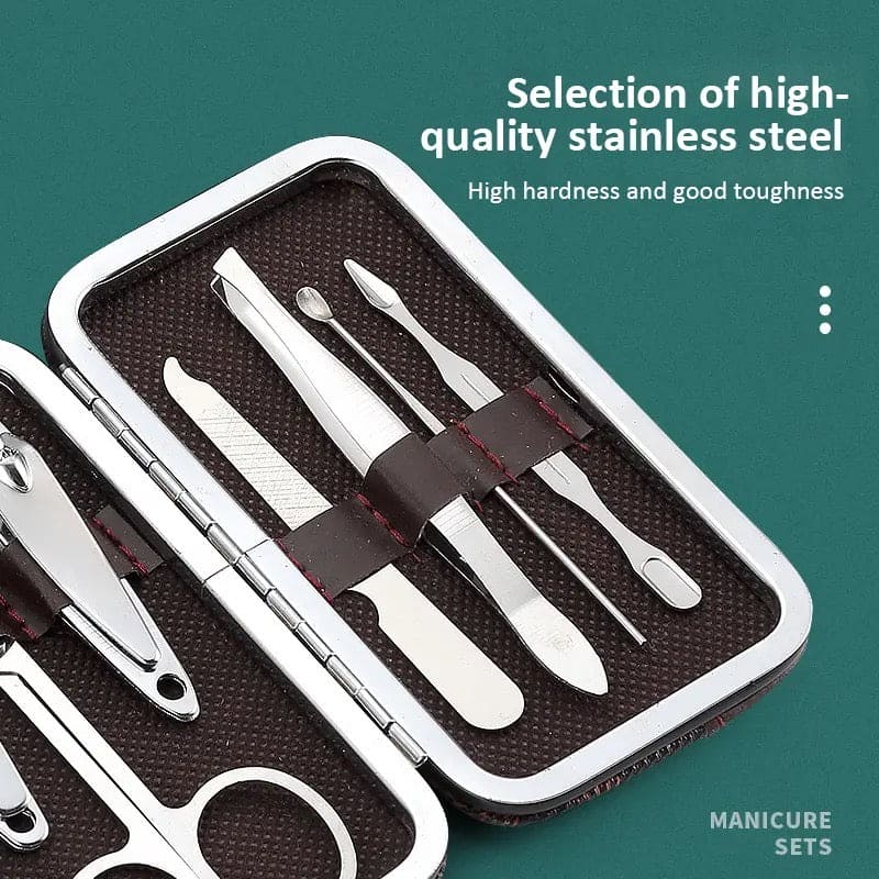 7 In 1 Manicure Kit, Carbon Steel Professional Pedicure Kit, Nail Scissors Grooming Kit with Leather Travel Case, Men Women Manicure Pedicure Kit, Nail Care Tool For Home Use