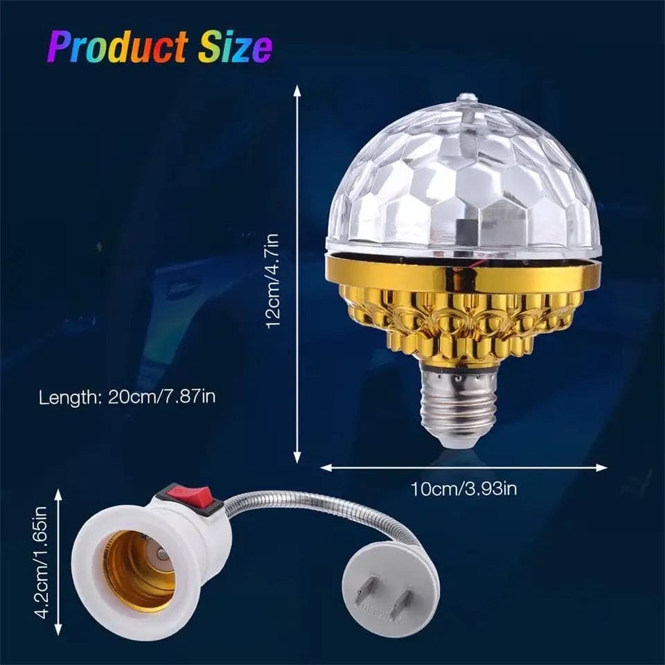 Colourful Magic Lamp, Magic Disco Ball Lamp With Holder, Colorful Rotating Magic Ball Light, Led Crystal Party Stage Light, Mini Rotatable Effect Bar DJ Light, Auto Rotating Lamp, Plug in Disco Ball Light Bulb for Home, Party Ambient Light With Holder