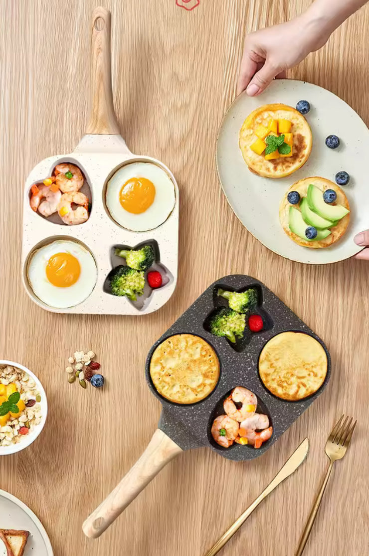4 In 1 Heat Resistant Omelette Pan, Creative Heart Round Star Shape Frying Pan, Non Stick Frying Pan, Household Breakfast Maker Pan