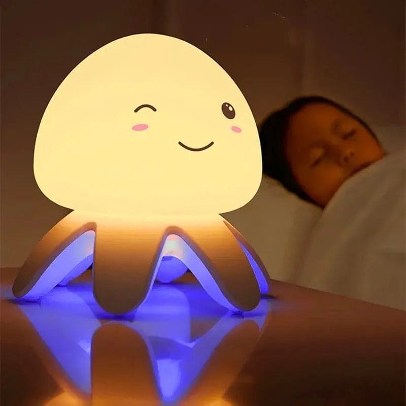 Jellyfish Night Light, Music Clapping Small Night Light, Color Changing Nursery Night Light with Remote Control, Rechargeable LED Jellyfish Lamp, Tap Control with Music Night Lights for Kids Room