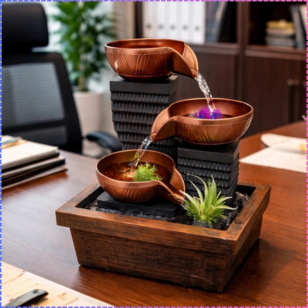 Desktop Water Flowing Ornament Fountain, 3 Tier Water Fountain, Desktop Decor Fountain